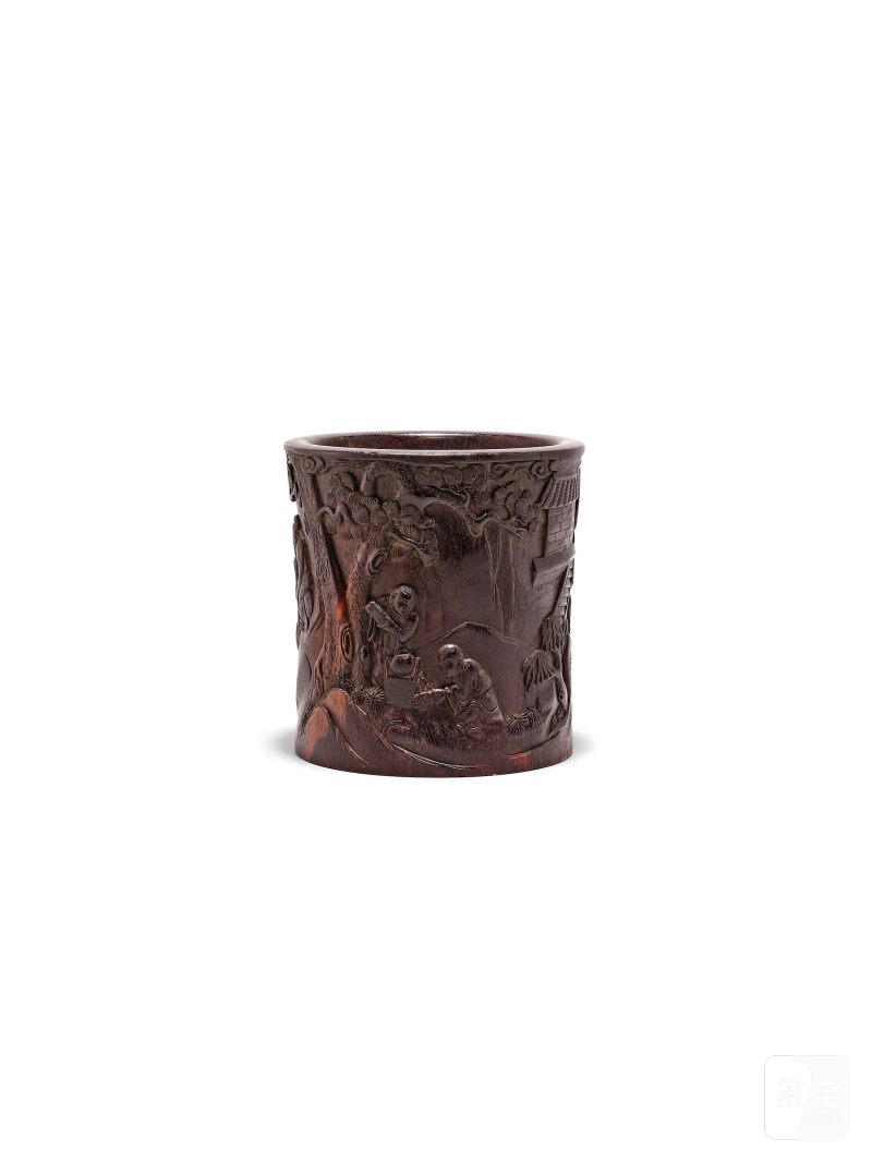 十九/二十世紀 | A GROUP OF THREE ZITAN AND BAMBOO BRUSH POTS - 图2
